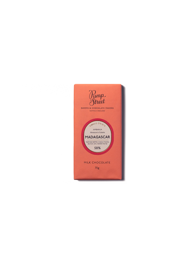 Pump Street Madagascar 58% milk chocolate.
